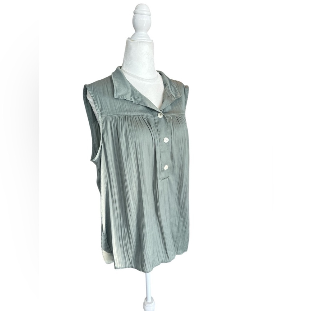 Anthropologie Sage Green Button Down Blouse - Picture 3 of 9